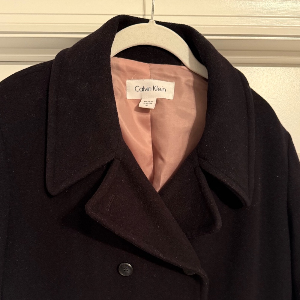 Calvin Klein Women's Wool Peacoat with Pink Lining Size 14 - Picture 4 of 9